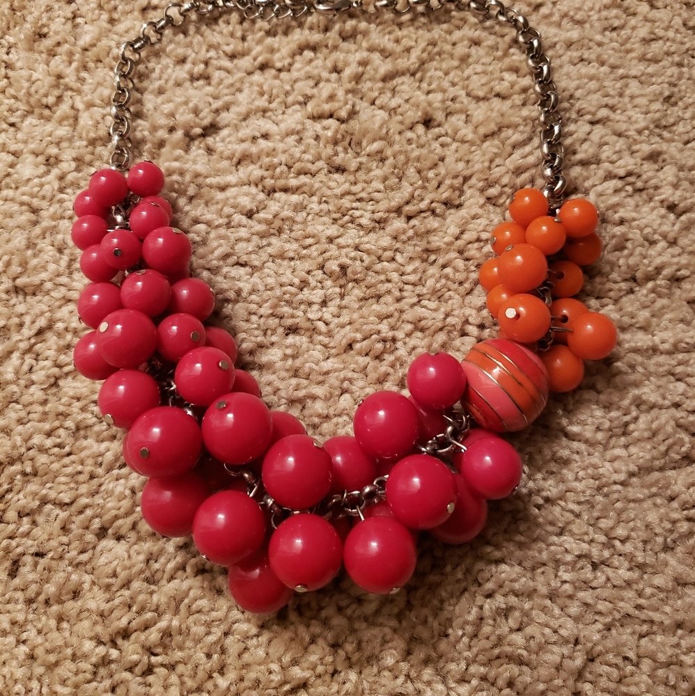 Colorblock Necklace. Pink and Orange
